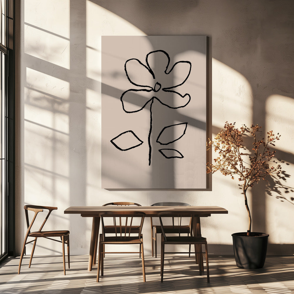 Oil Pastel Flower Black | Canvas
