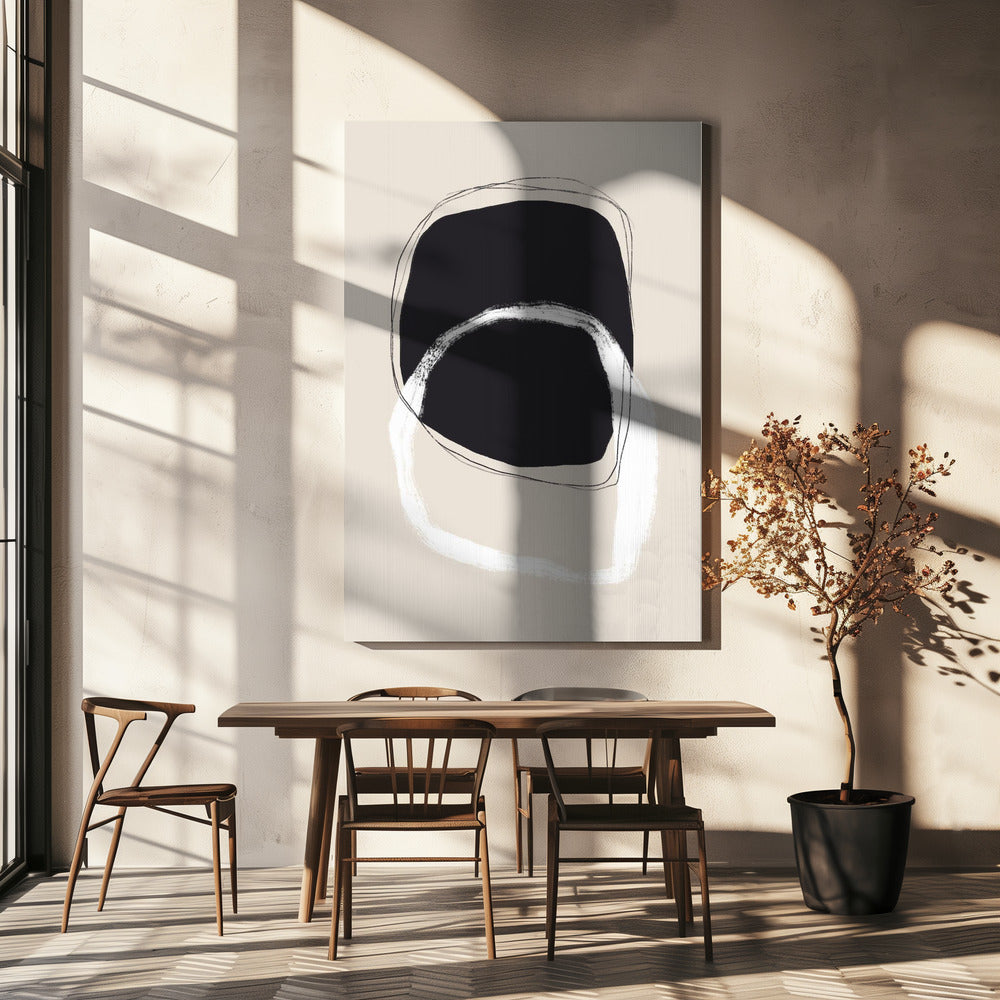 Black And White Shapes With Fluid Lines | Canvas
