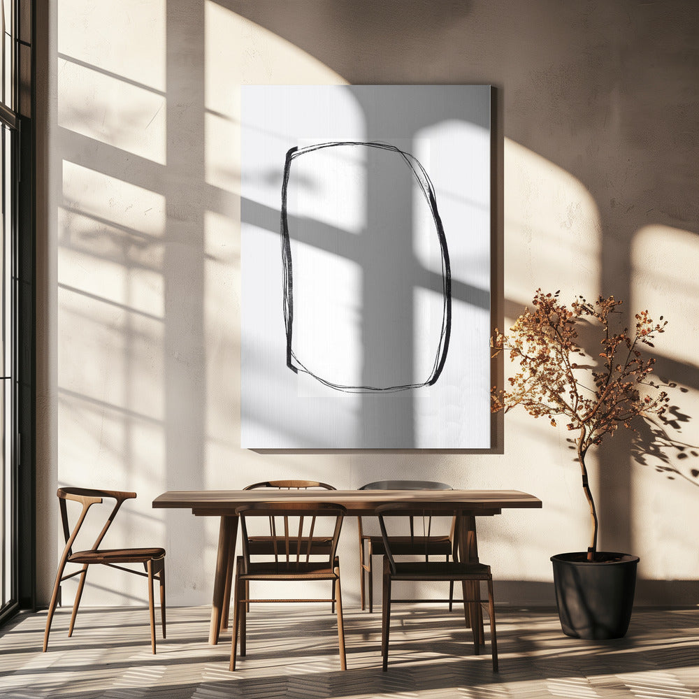 Abstract Black Lines Framing A White Canvas | Canvas