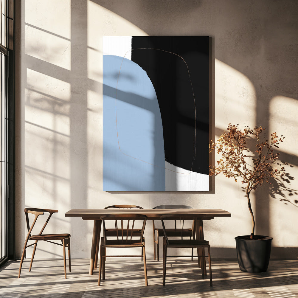 Overlapping Black And Blue Shapes | Canvas