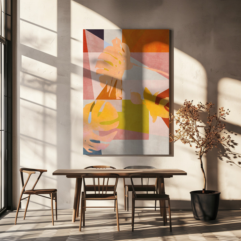 Organic Bauhaus Geometry Leaves | Canvas