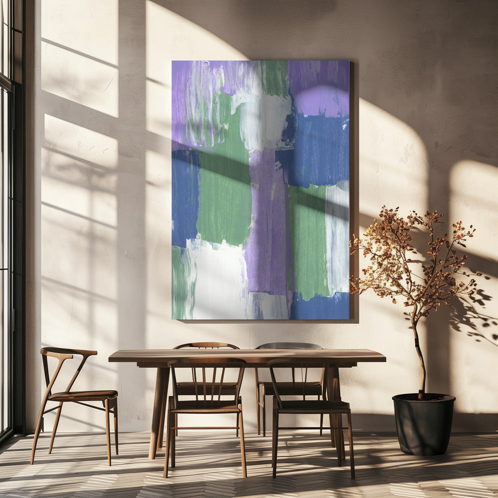 Bold Brushstrokes in Lavender Green and Blue Hues | Canvas