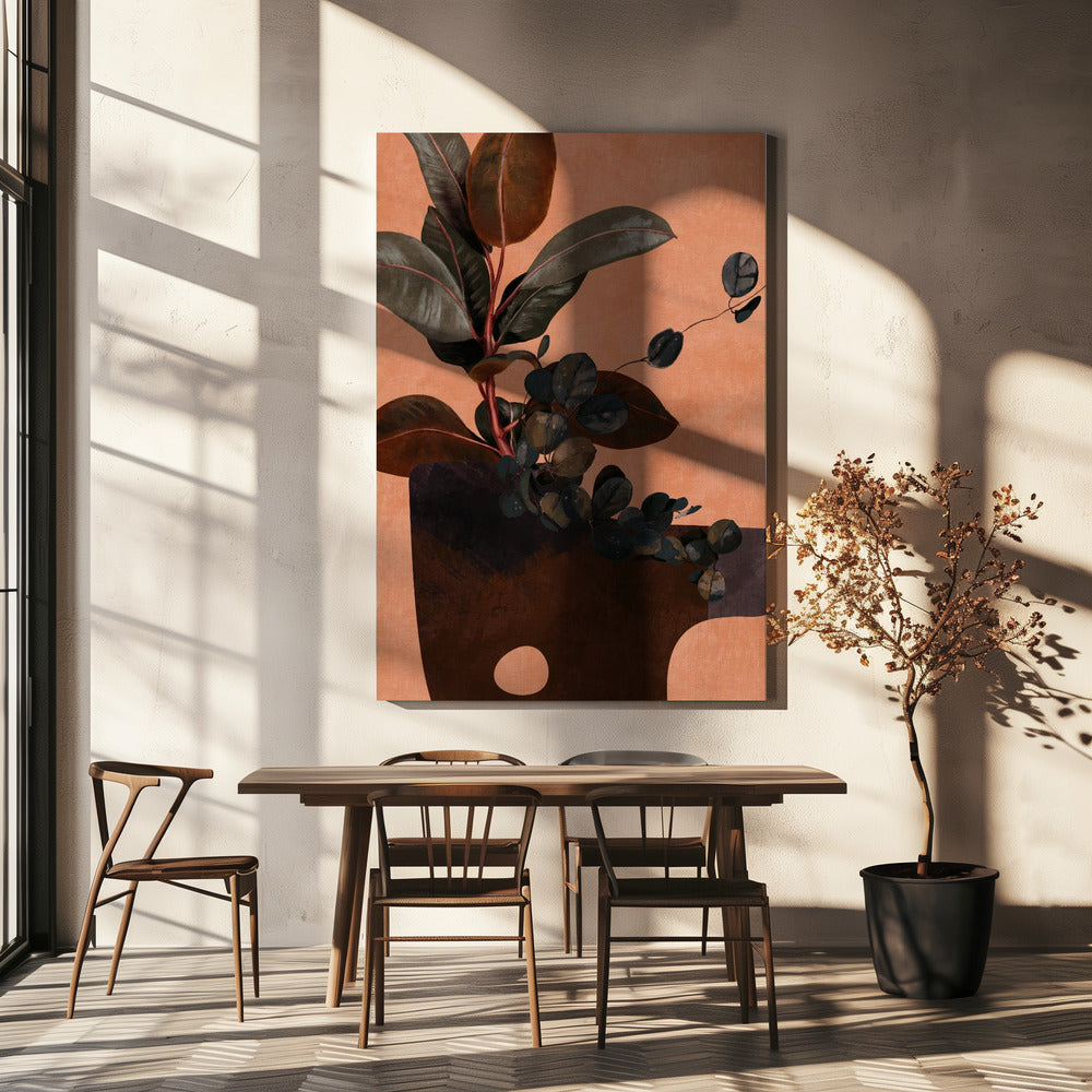 Leaves More 6 Red | Canvas