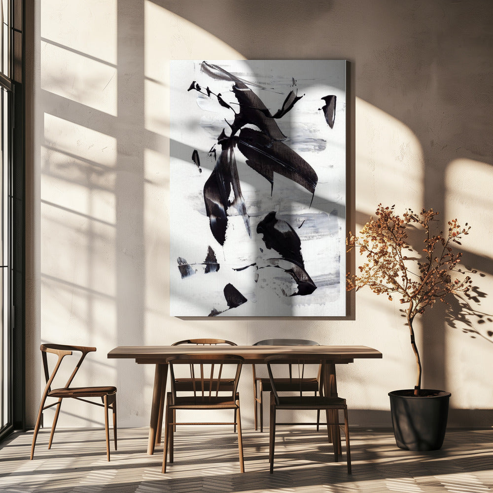 Monochrome Dynamic Brushstrokes | Canvas
