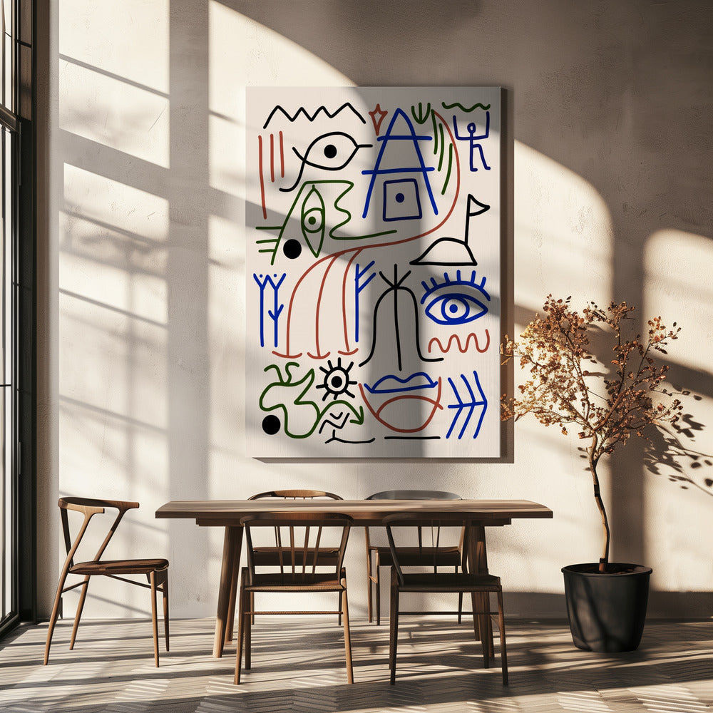 Line Art Bizarre Ancient Symbol | Canvas