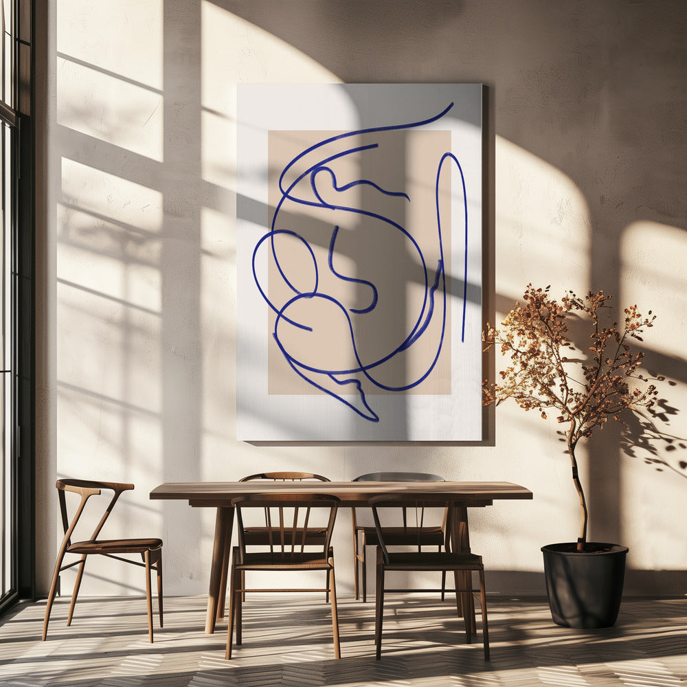 Abstract Blue Line Art 3 | Canvas
