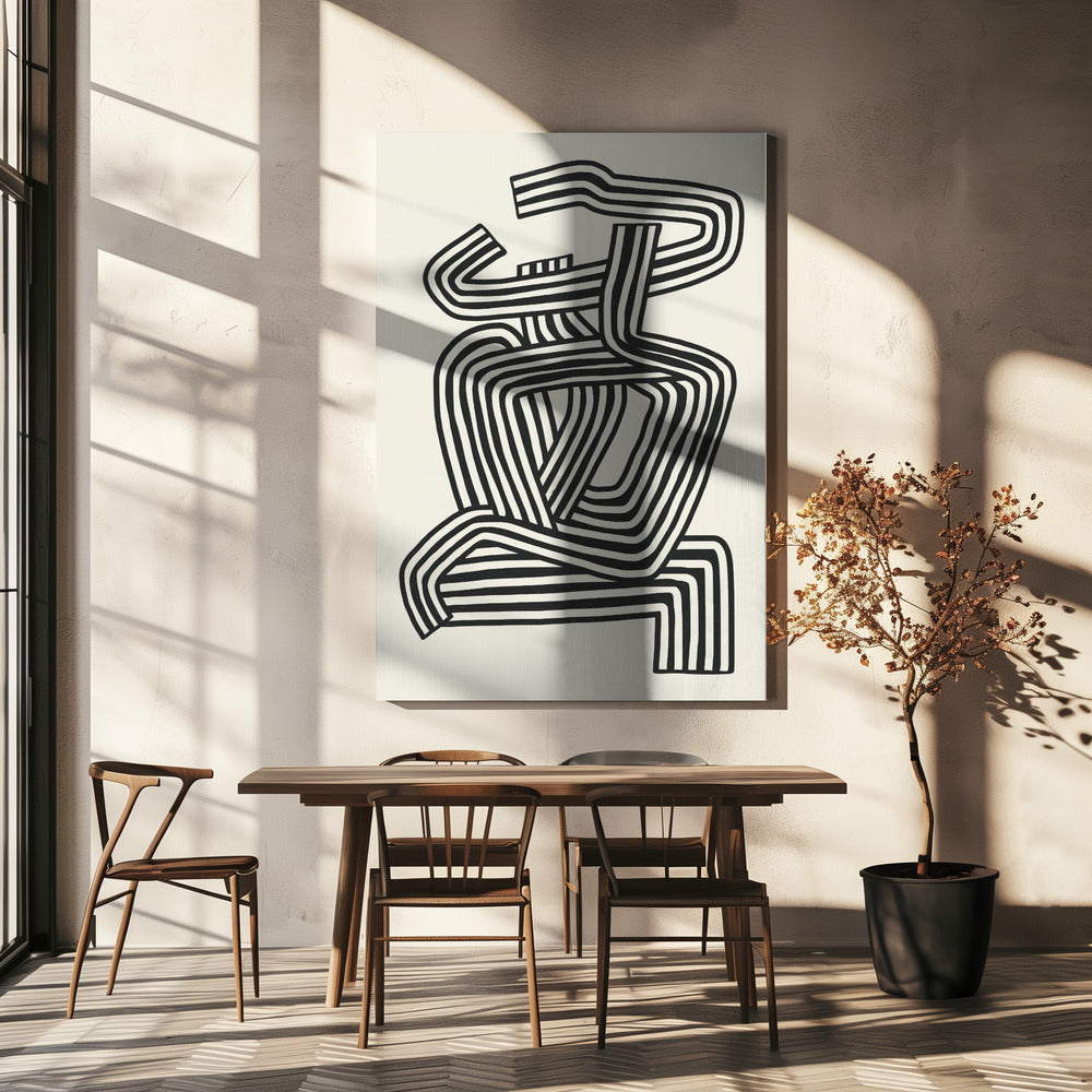 Stripe Woman Portrait | Canvas