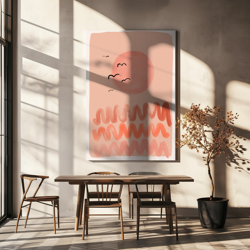 Peachy Sky Waves | Canvas