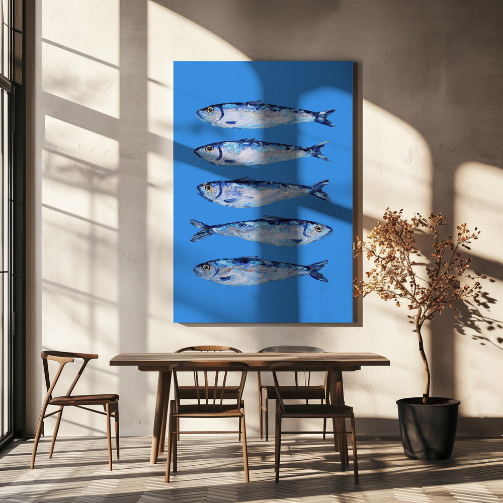 Sardines on Blue | Canvas