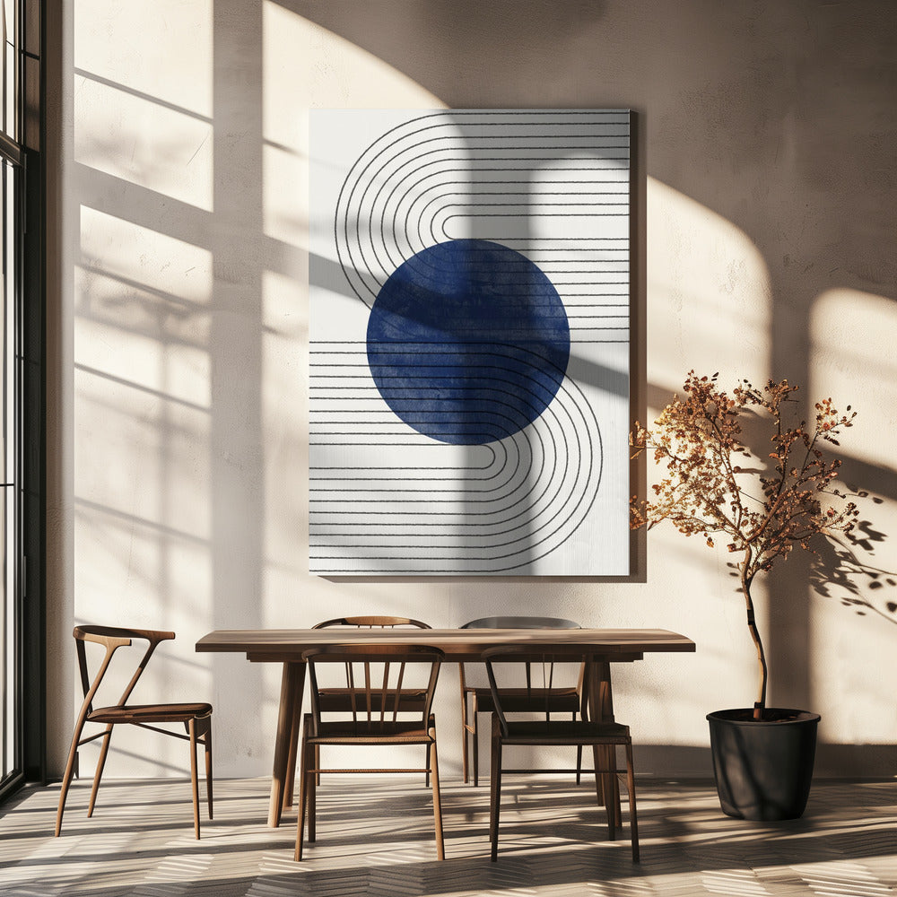 Blue Eclipse Lines | Canvas