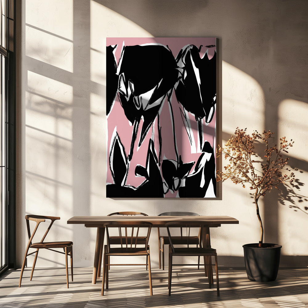 Black Pink Tulips | Canvas