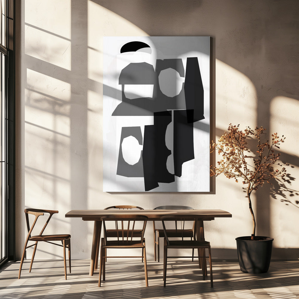 Black and White Cut Out Shapes 3 | Canvas
