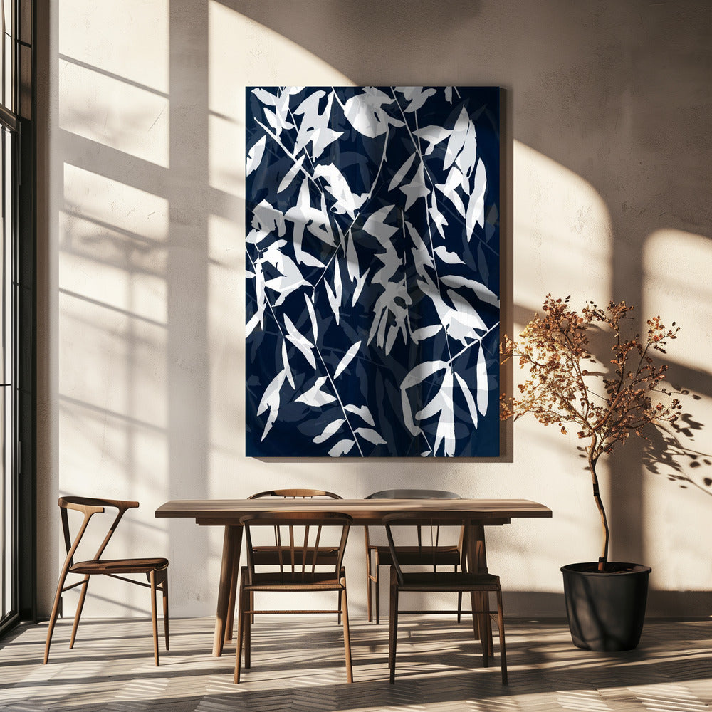Navy White Bamboo 2 | Canvas