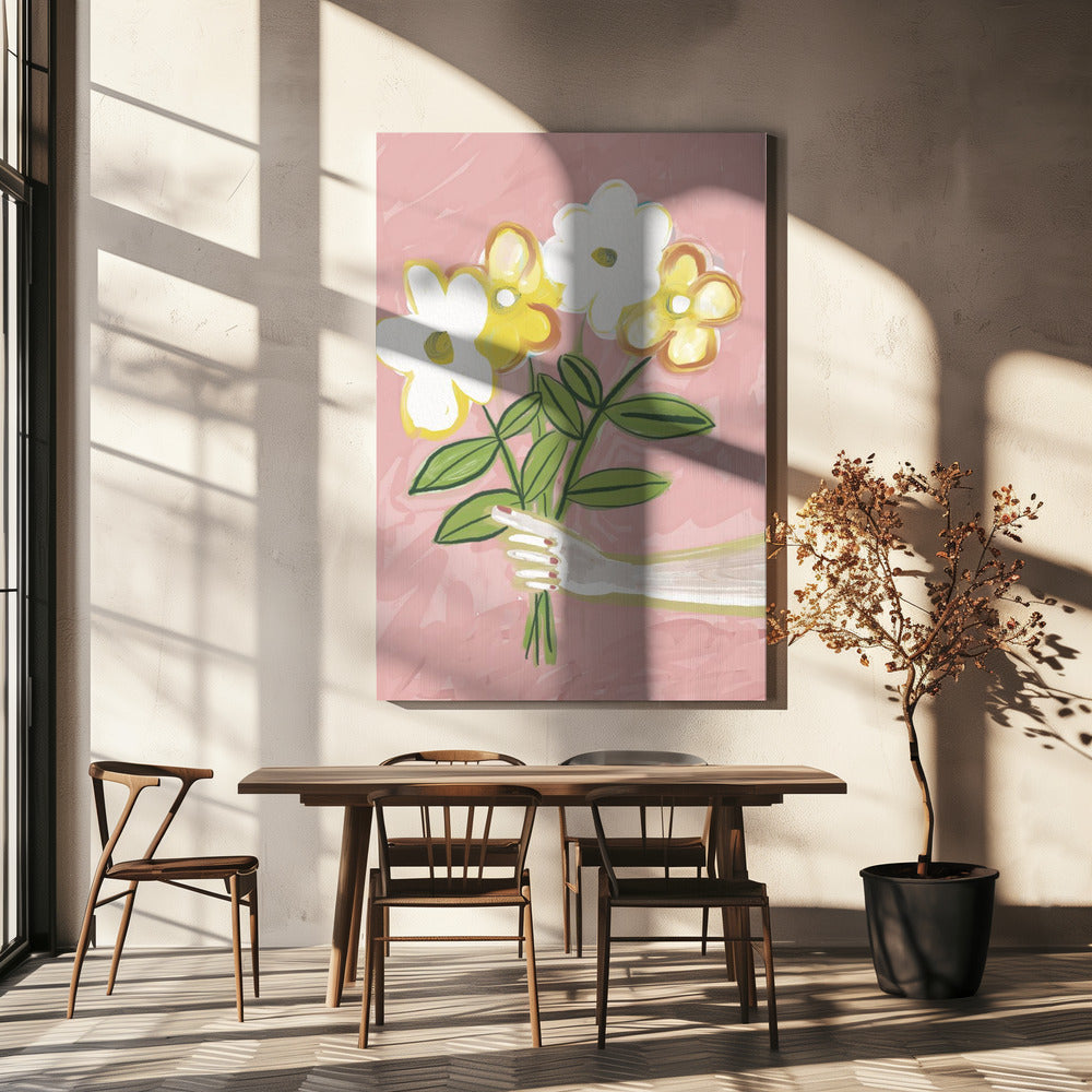 Bunch of Flowers Pink and Yellow | Canvas