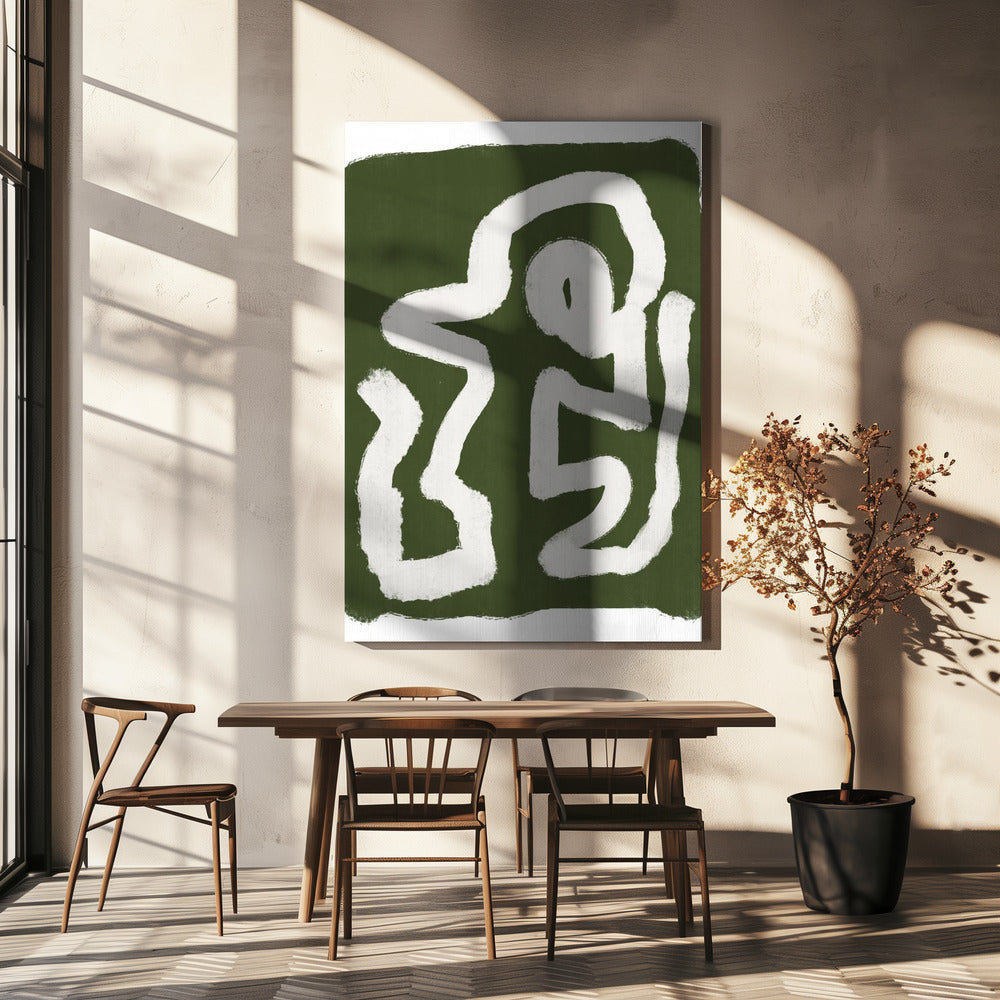 Abstract Green Lines 3 | Canvas
