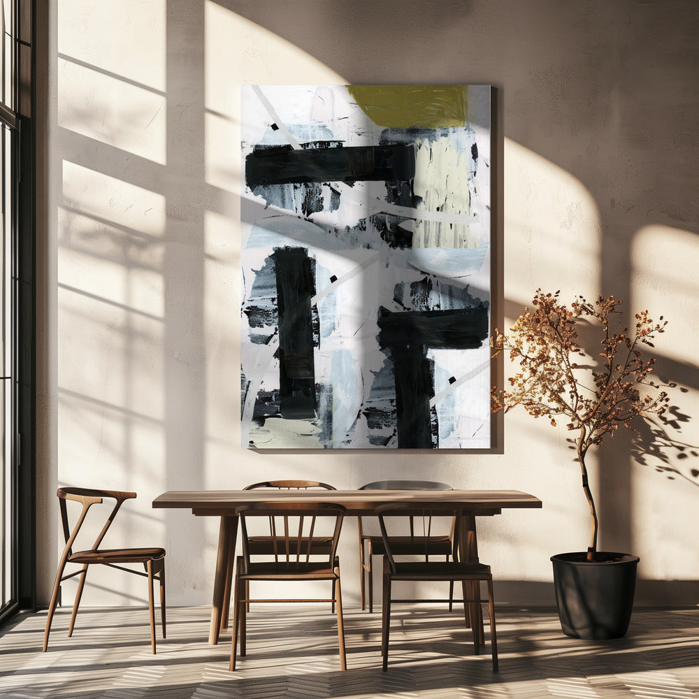 Black and White and Gold Abstract 1 | Canvas