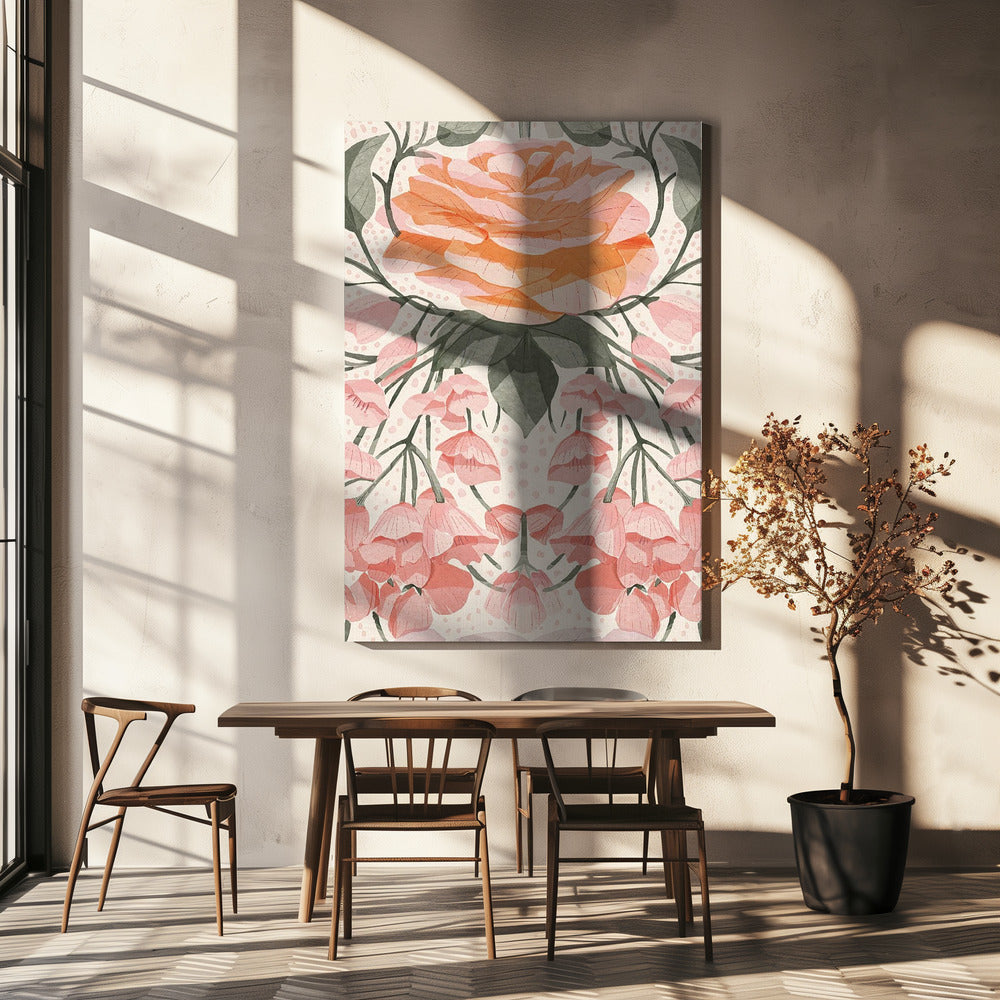 Cascading Pink Roses | Canvas