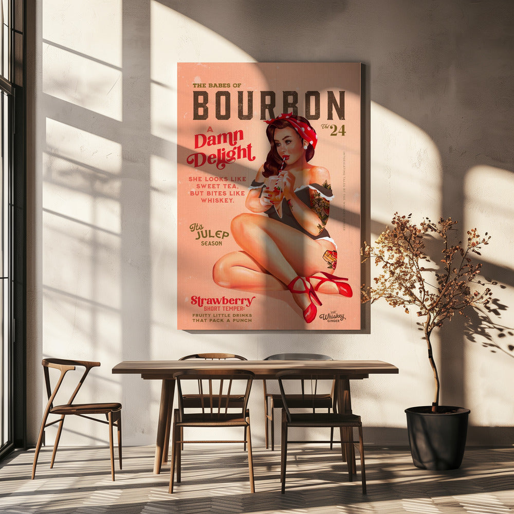 Bourbon Babes Vol 22 Vintage Pinup Girl Drinking A Cocktail | Canvas