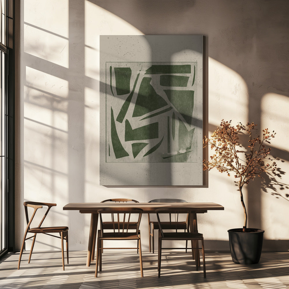Green Geometric Maze | Canvas