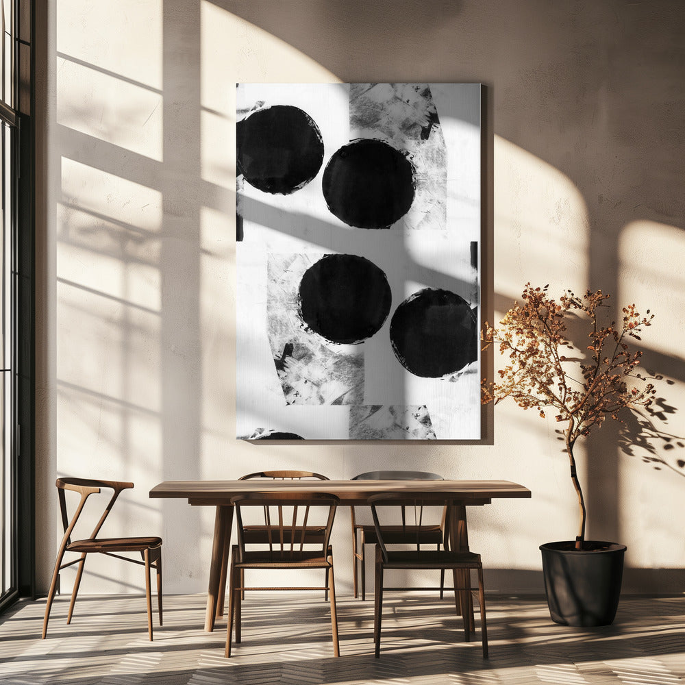 Black and White Abstract Dots 6 | Canvas