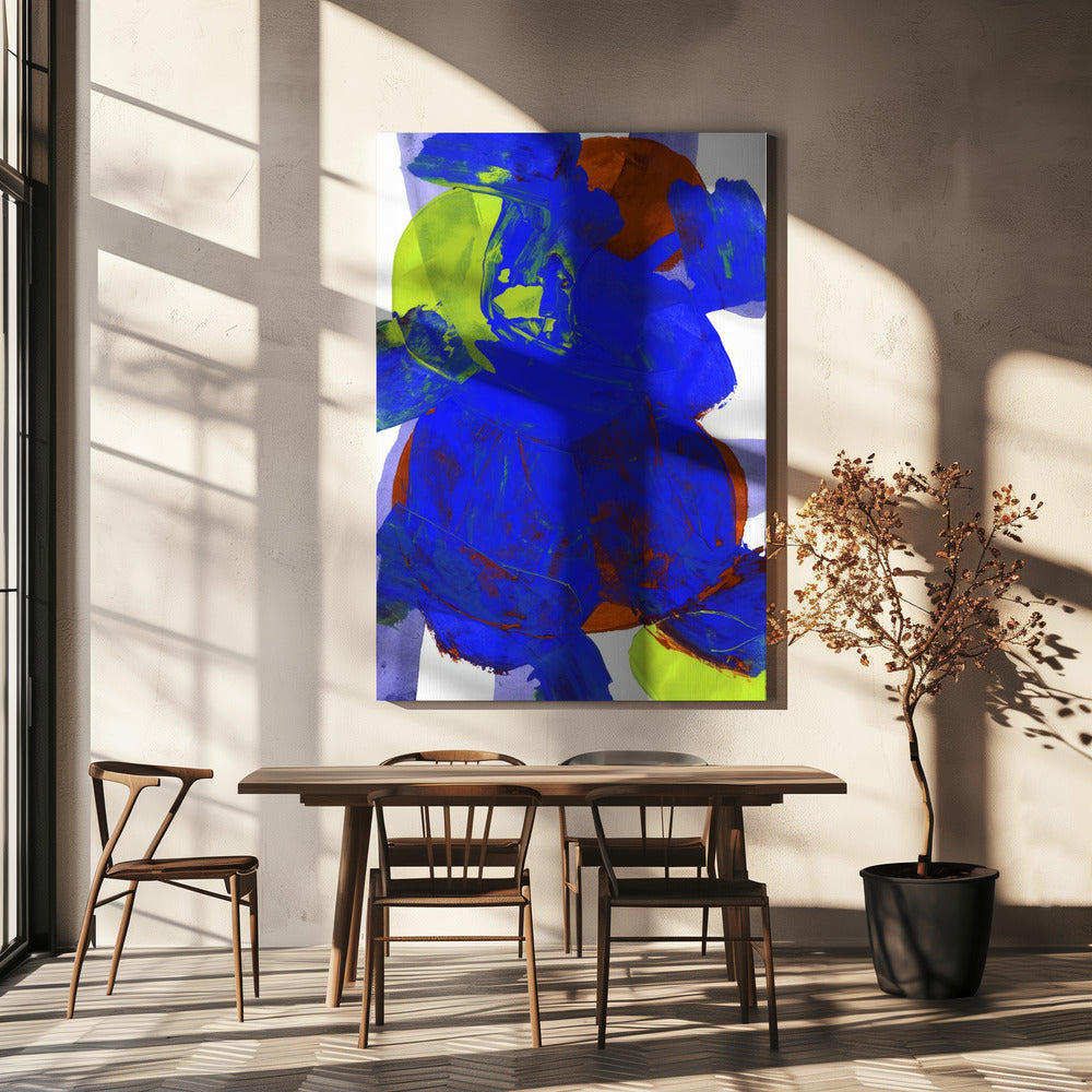 Cobalt Blue Lilac Yellow Chartreuseorange Neutral White Abstract 1 | Canvas