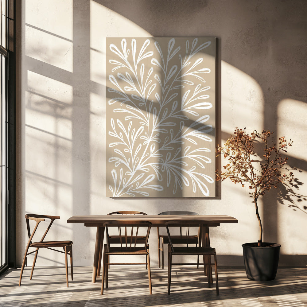 Beige White Plant | Canvas