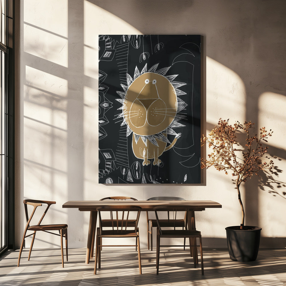 Cute Lion with Jungle Doodle by Artist Carla Daly | Canvas