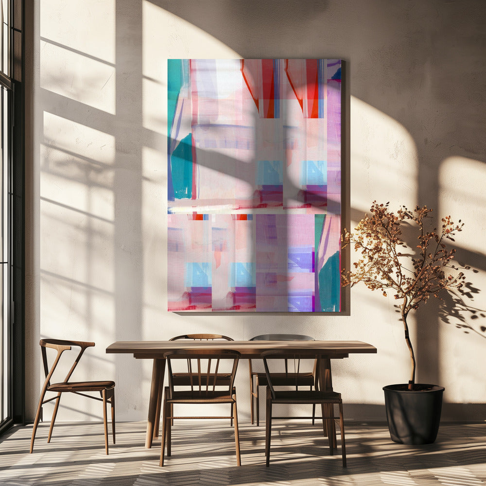 Blue Pink Shapes No1 | Canvas