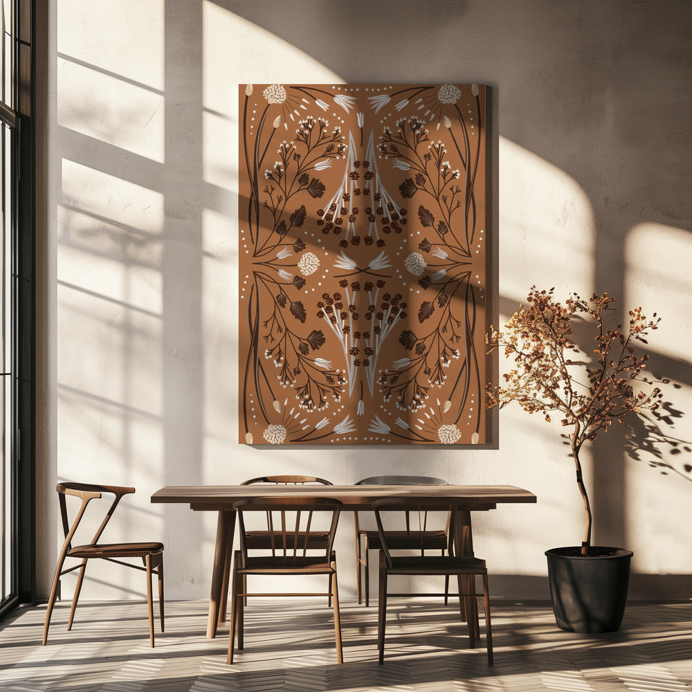 Folk Mirrored Botanicals - Earth Tones | Canvas