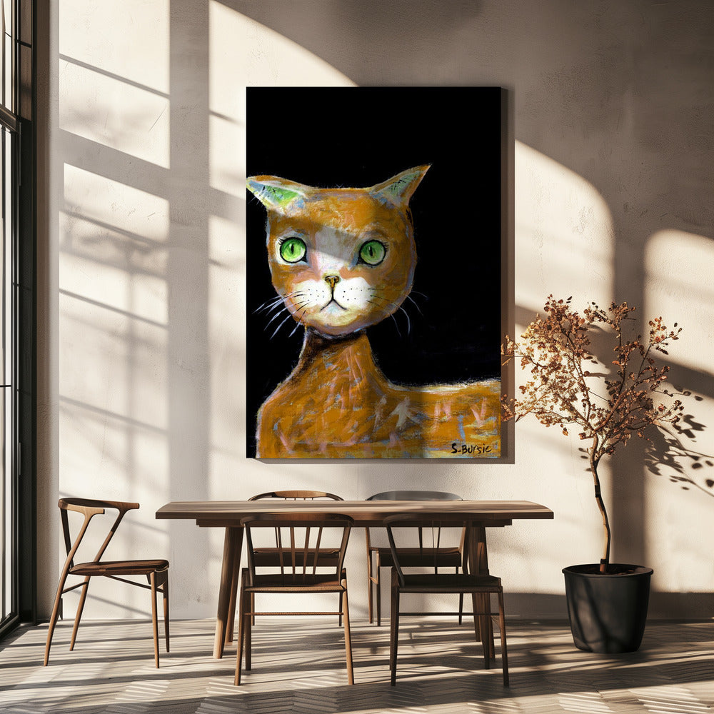 The Brown Big Eyed Cat | Canvas