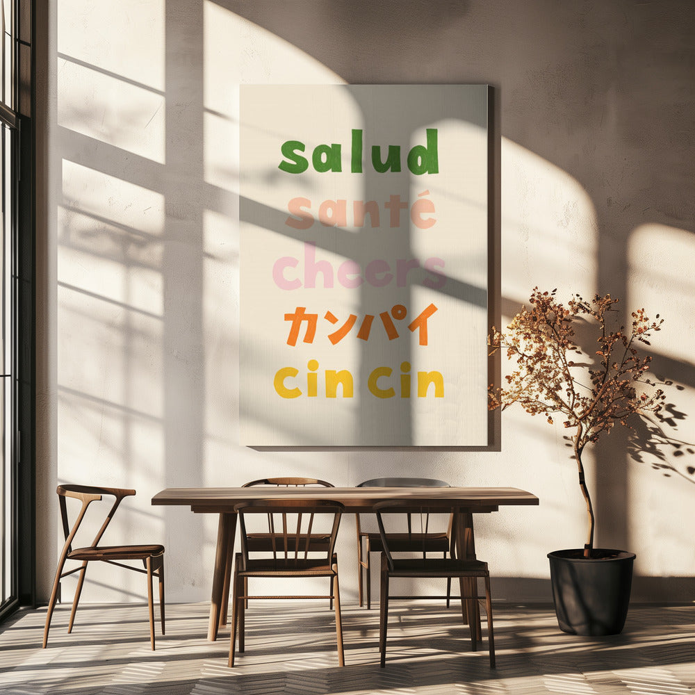 Cheers Typography - Salud Santé Cheers Kanpai Cin cin | Canvas