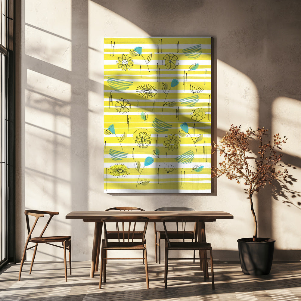Stripes and Flowers | Canvas