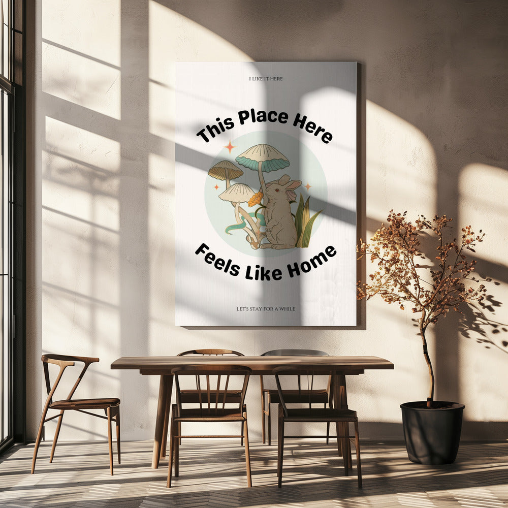 Rabbit Among Mushrooms With The Phrase | Canvas