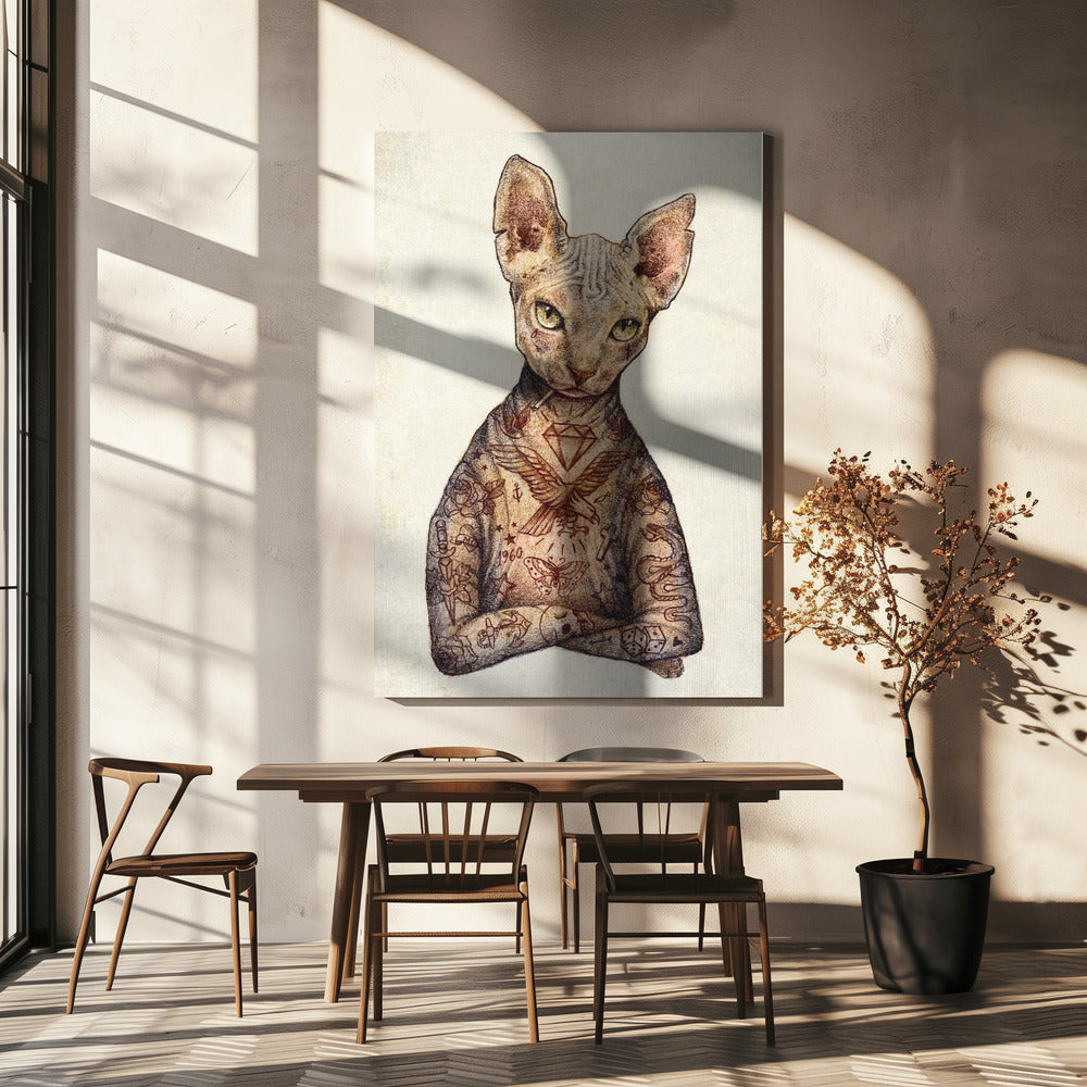 Stylish Tattoo Cat | Canvas
