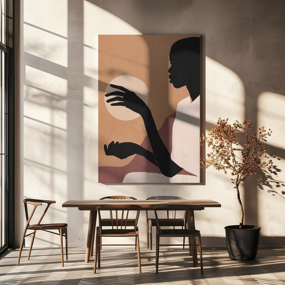 Minimal Abstract Art Sunset Girl | Canvas