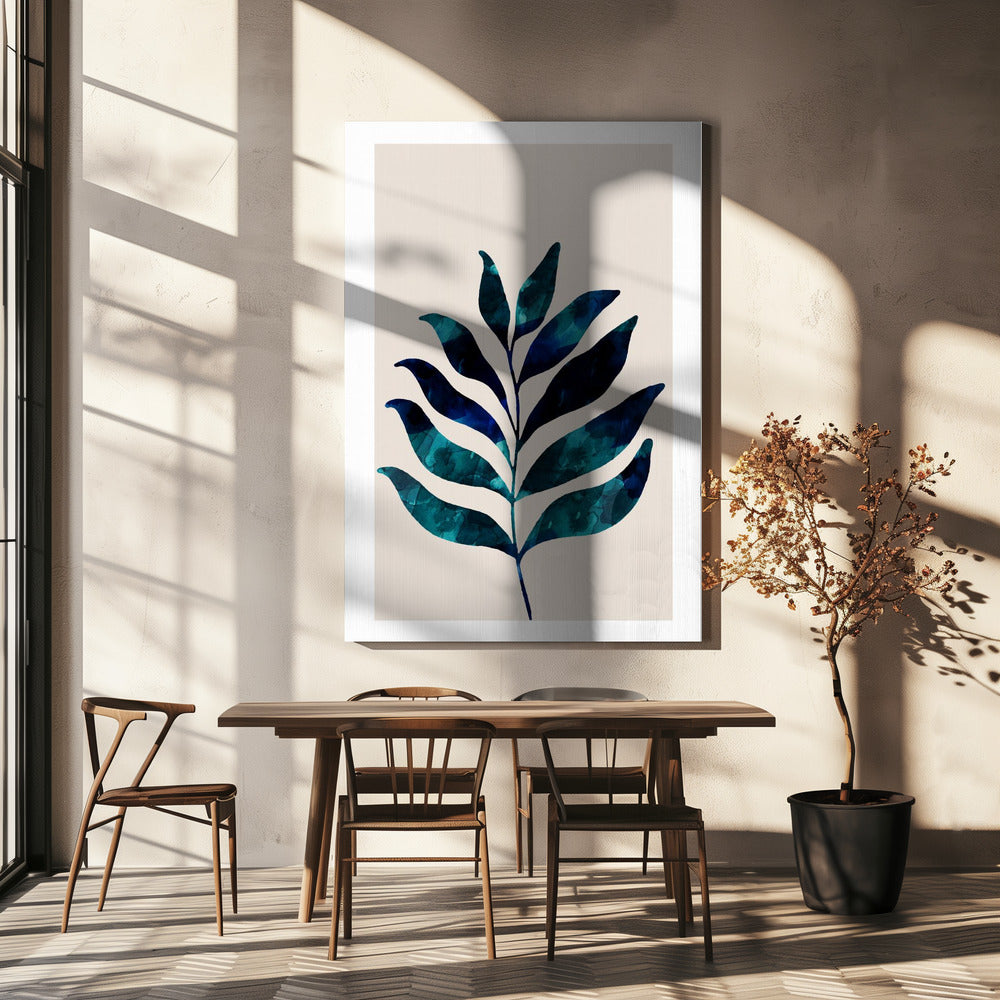 Botanical Design With Dark Blue Watercolor | Canvas
