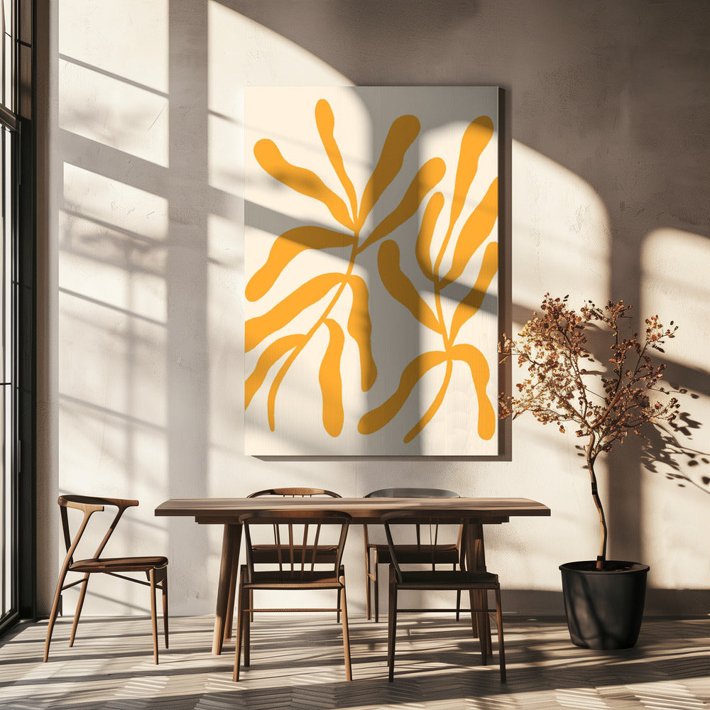 Yellow Leaf Silhouettes | Canvas