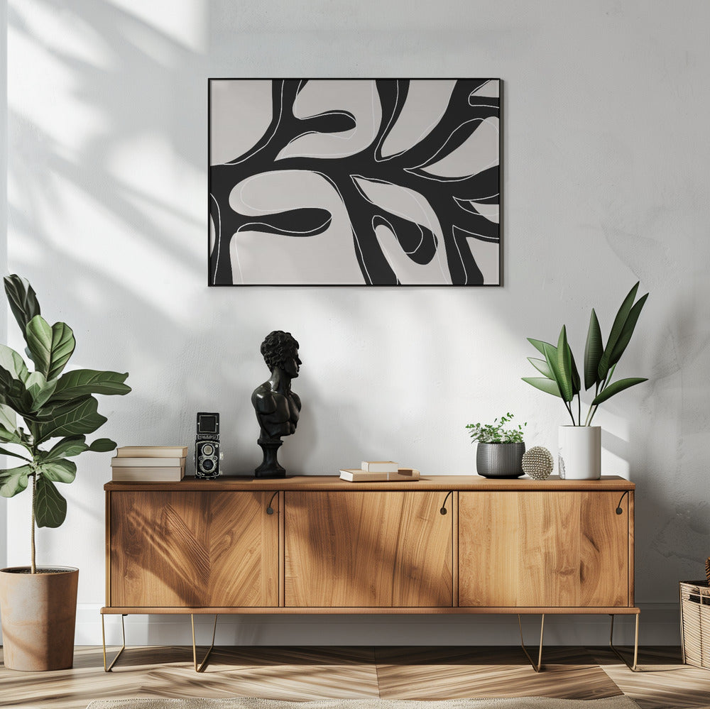 Abstract Twig Black and White | Poster