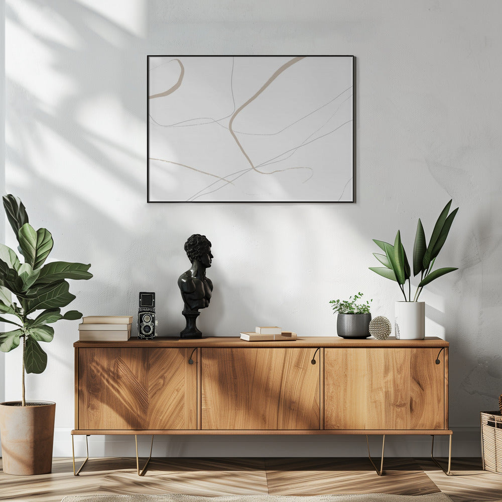 Beige And Gray Lines On A White Background | Poster