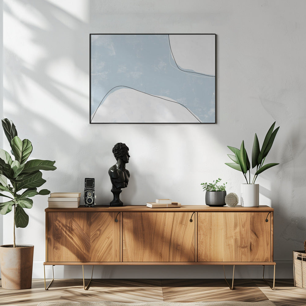 Blue And White Tones With Fluid Lines | Poster