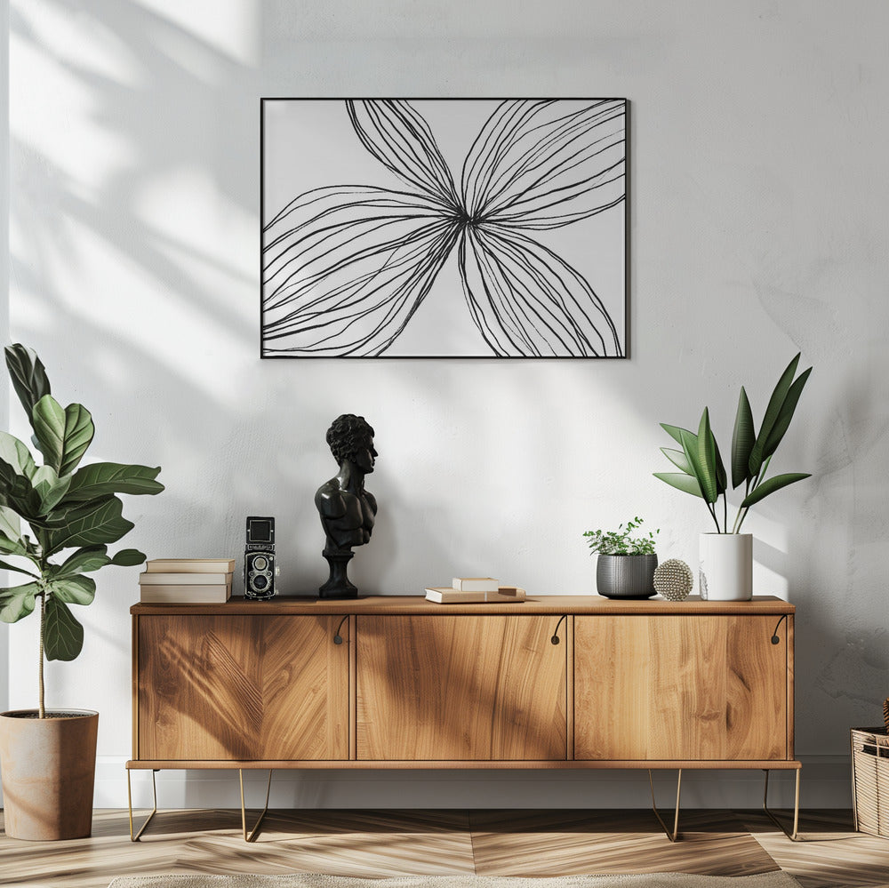 Elegant Black and White Petals | Poster