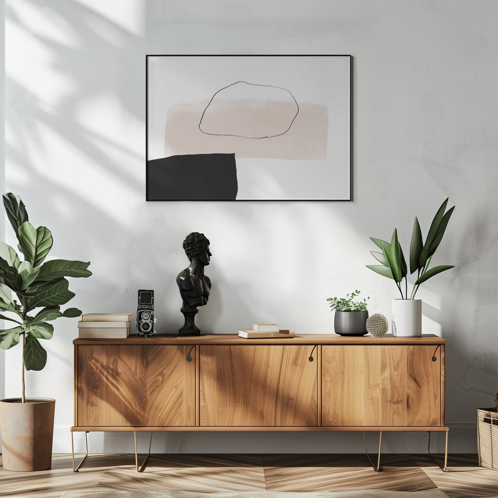 Beige Shape and Black Block | Poster