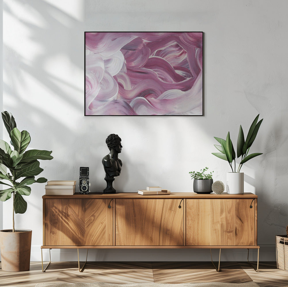 Expressive Pink and White Brushstrokes | Poster
