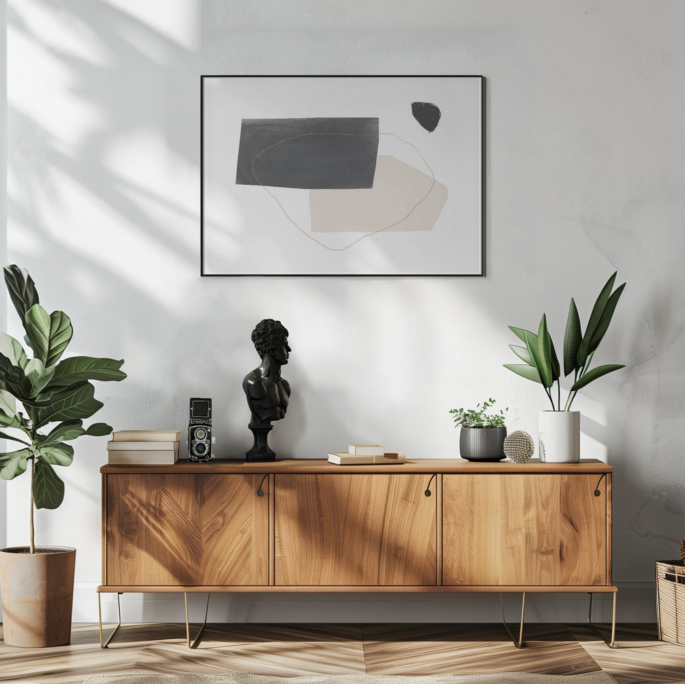 Geometric Shapes in Black Gray and Beige | Poster