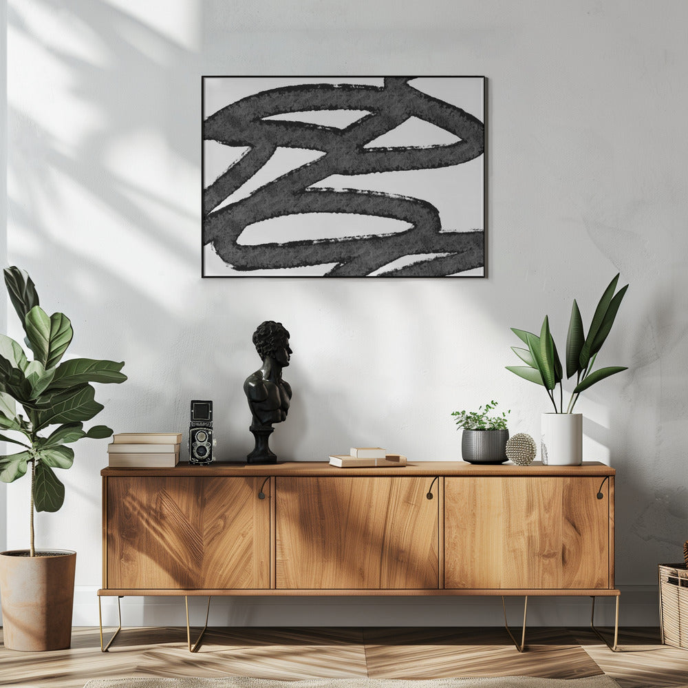 Black Brushstrokes On A White Background | Poster