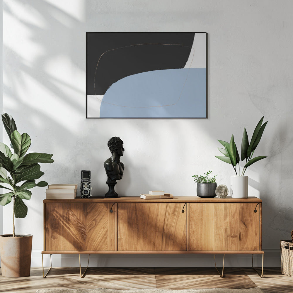 Interwoven Contrast Black Bold Meets Blue Soft | Poster