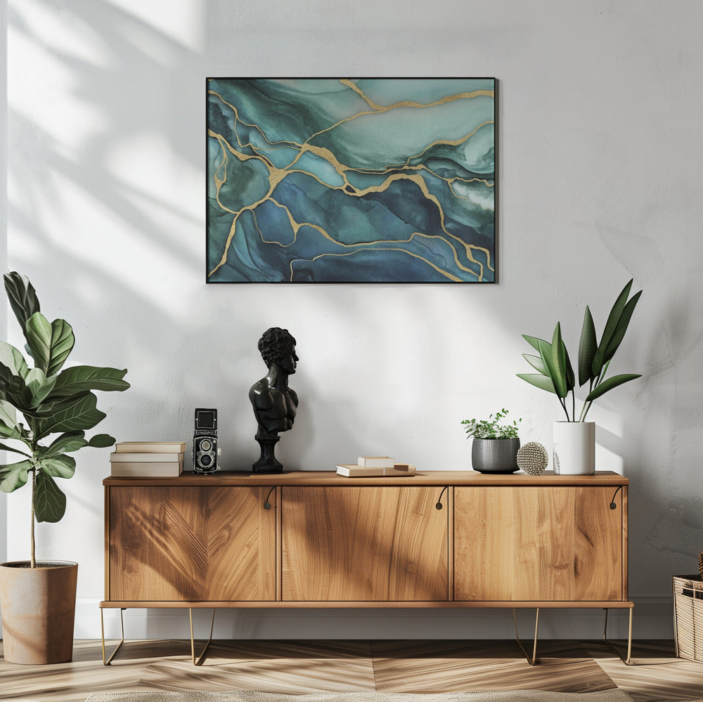Marble Elegance Teal Gold | Poster