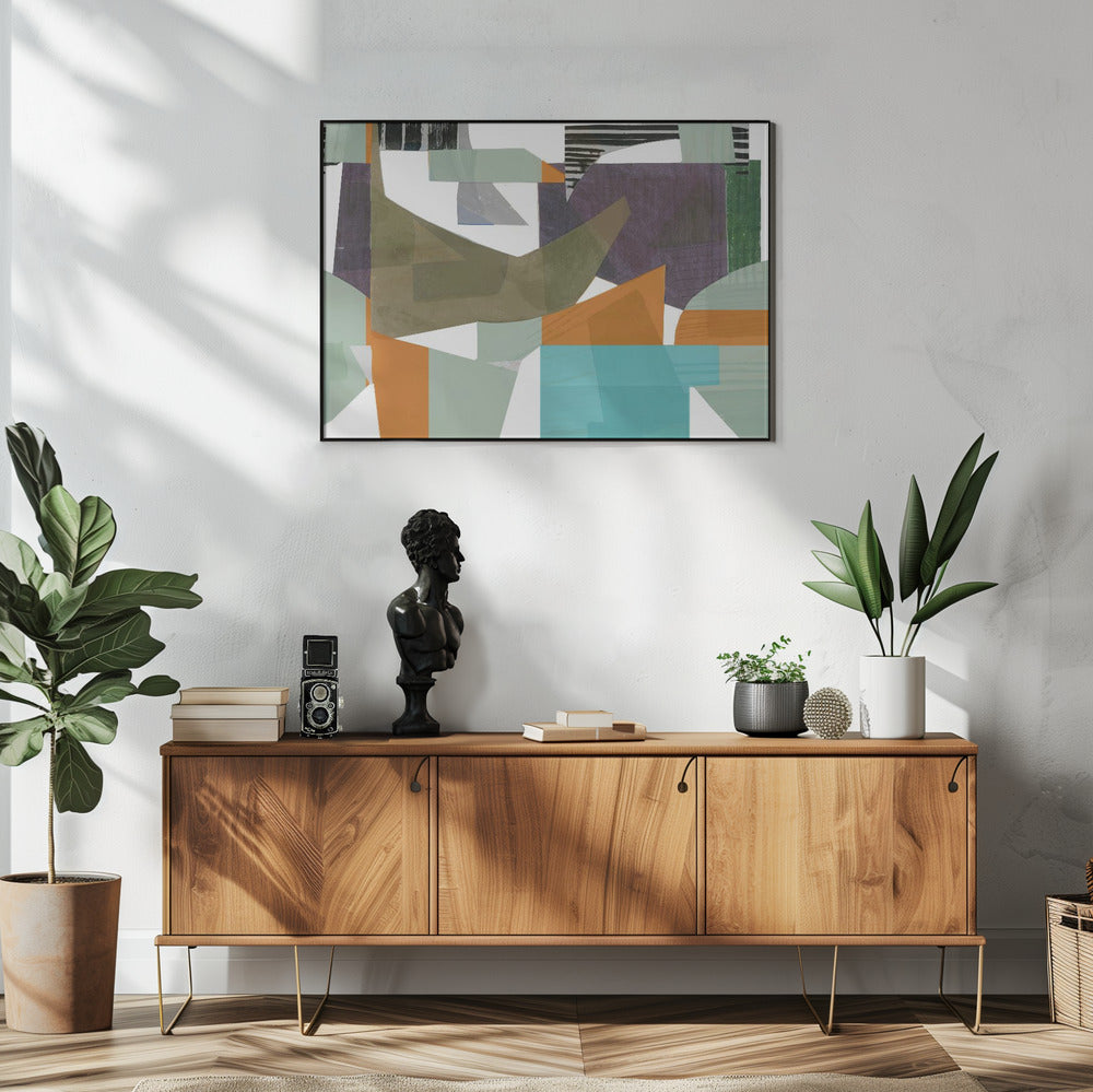 Orange Green and Blue Hues Abstract Hardedge 1 | Poster