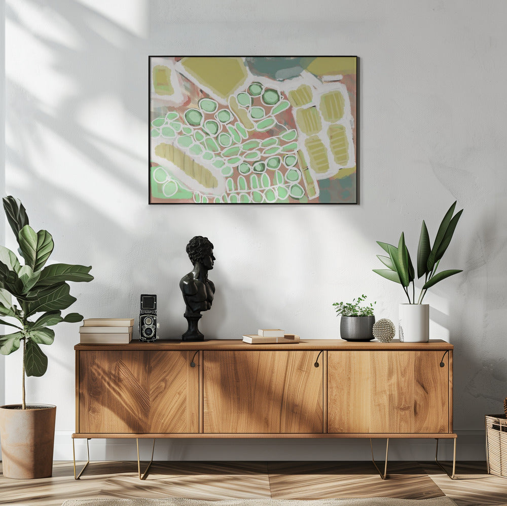 Abstract greens and gold | Poster