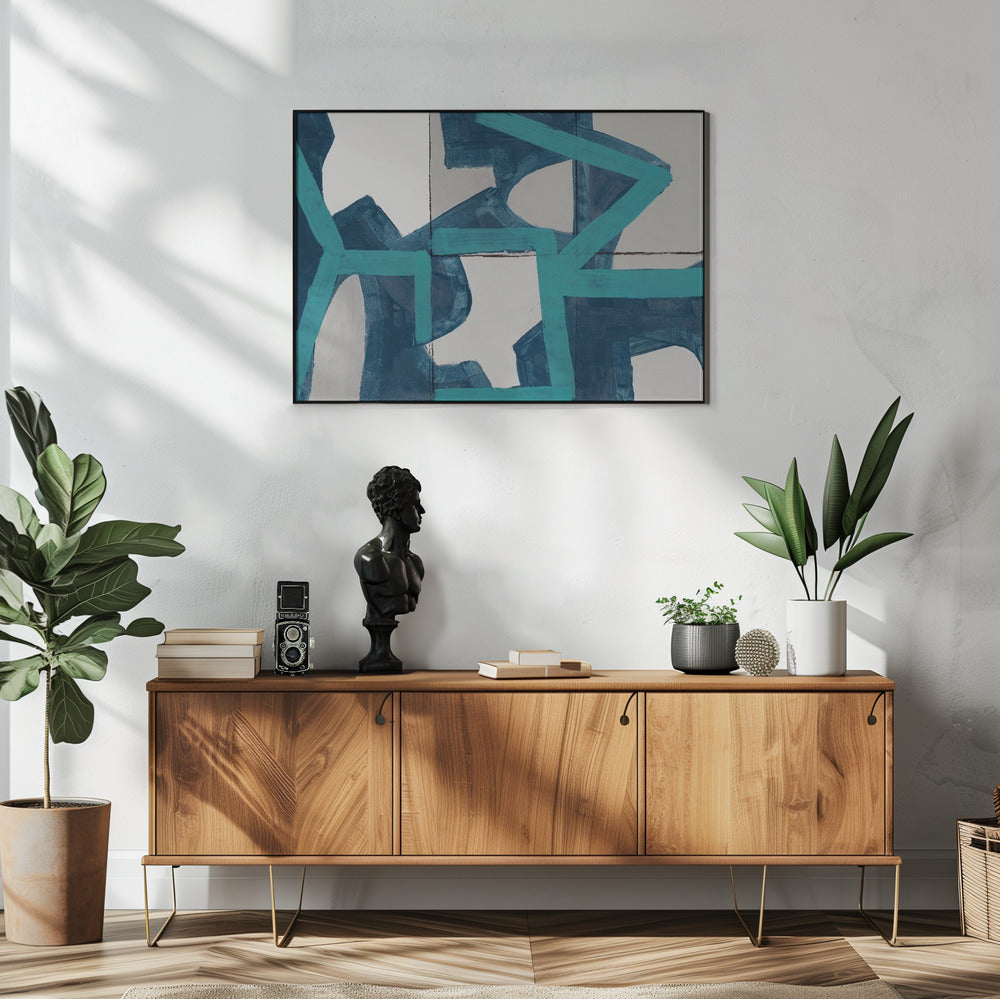 Metric Blue Abstract Art Print | Poster